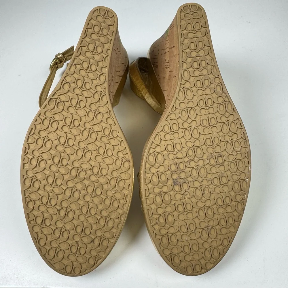 Coach Ellette Tattoo Cork Wedge Heel Sandals Rose Size 7.5 - Picture 6 of 11